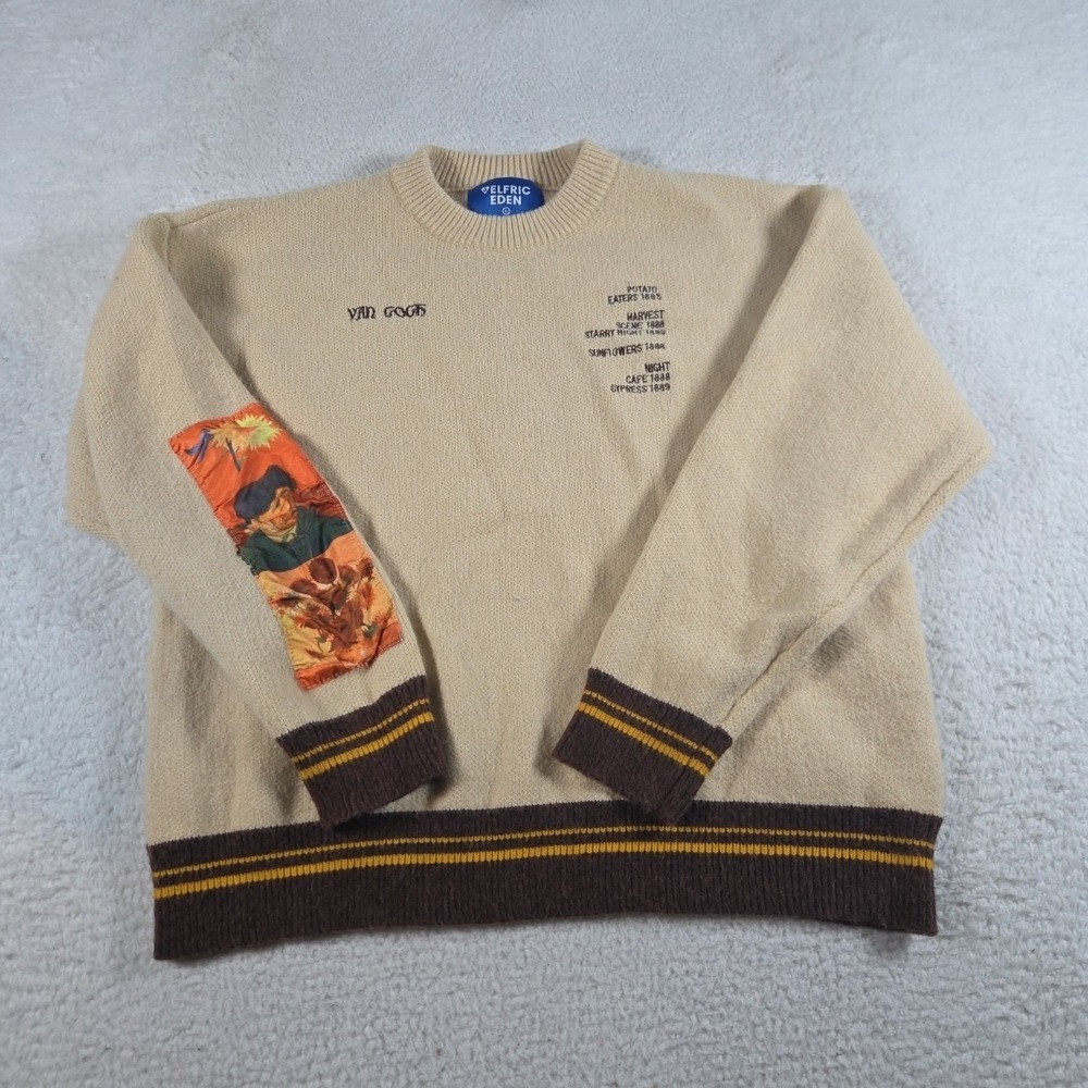 Aelfric Eden Embroidered Sunflower Van‎ Gogh Sweater Size XL
